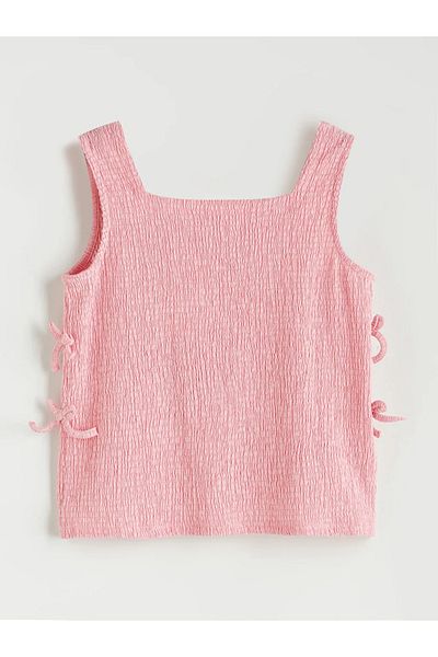 LC Waikiki Lcw Kids Pink Square Collar Bow Detail Girl Blouse