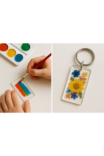Pleksi Marketi Plexiglass Blank Keychain /Magnet/Hobby Artistic 9X3Cm -- No Printing--50 Pcs