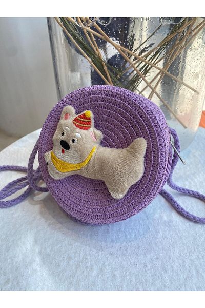 Zeynep Keskin Design Geantă pentru copii, geantă de paie pentru copii, geantă pentru fete, geantă de sărbători