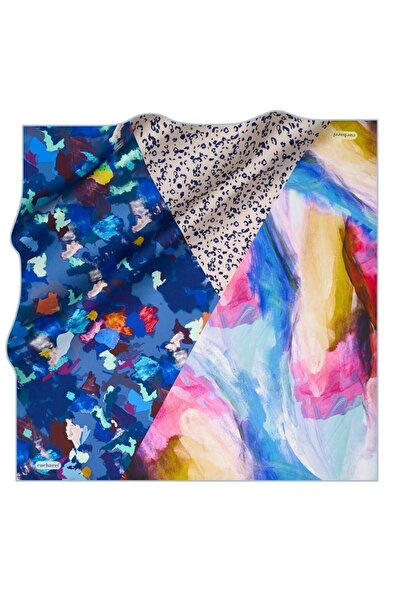 Cacharel Tivil Silk Scarf 8681313 - 923 - 47860 Blue Mixed Pattern