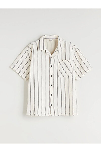 LC Waikiki قميص LCW Kids رمادي مخطط بأكمام قصيرة للأولاد