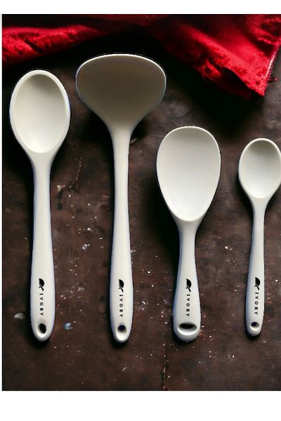 EMPA A V M Ivory Fireproof Non-Stick Anti-Smash Complete Silicone Spoon Set