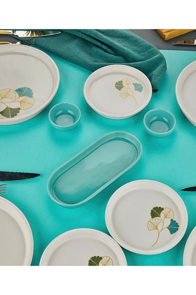 Lili home 18 Piece Ceramic Breakfast Set for 6 People - St. John's Wort Pattern