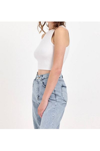 emseytrend Women's Halter Neck Ribbed Stretchy Crop Tank Top