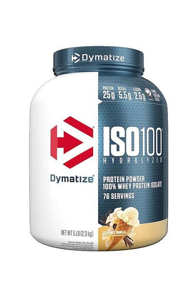 Dymatize ISO 100 Hydrolyzed Protein Powder - Gourmet Vanilla, 5lbs, 76 Servings