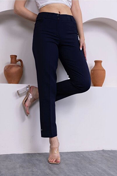 lodmela Детальні дані про кишені, довжина до щиколотки, жіночі брюки з тканини 0101-синій
