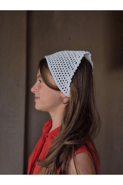 MELUSH White Colored Mesh Model Children's Bandana Handmade Knitted Bandana