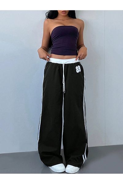 Touz Moda 89 Number Oversize Waist Rope Detailed Baggy Sweatpants