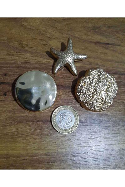 beynaaksesuar Z.A.R.A Combination Set of 3 Large Size Gold Color Buttons