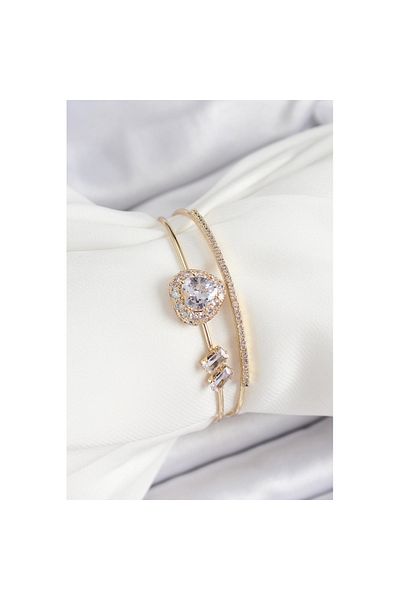 Skygo Brass Gold Color Heart Zircon Stone Women's Bracelet - Tj-Bb7061
