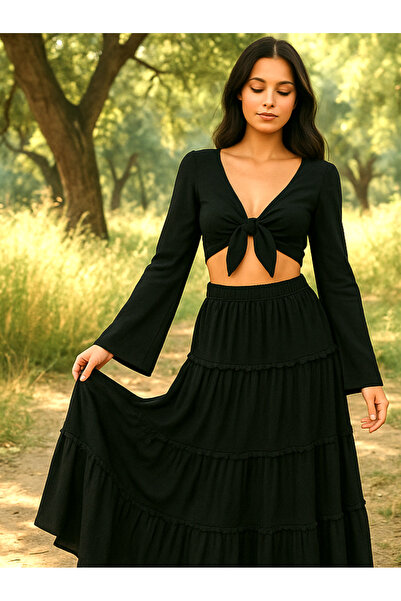 Misue Handmade Μπλούζα με δέσιμο υψηλής ποιότητας, μπλούζα με δέσιμο με ισπανικό μανίκι, καλοκαιρινή μπλούζα από ύφασμα Shile από 100% βαμβάκι