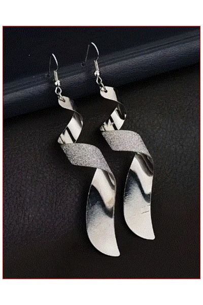 modares Curvy Glitter Long Dangle Earrings