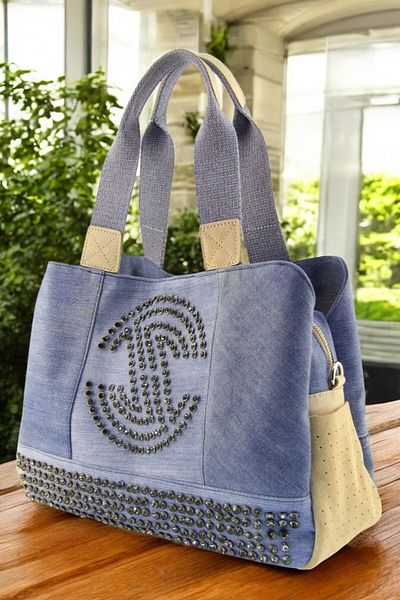 QUB CLUB Women's Casual Multi-Eye Postman Shoulder Genuine Leather Denim Bag
