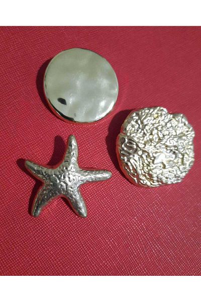 beynaaksesuar Z.A.R.A Combination Set of 3 Large Size Gold Color Buttons
