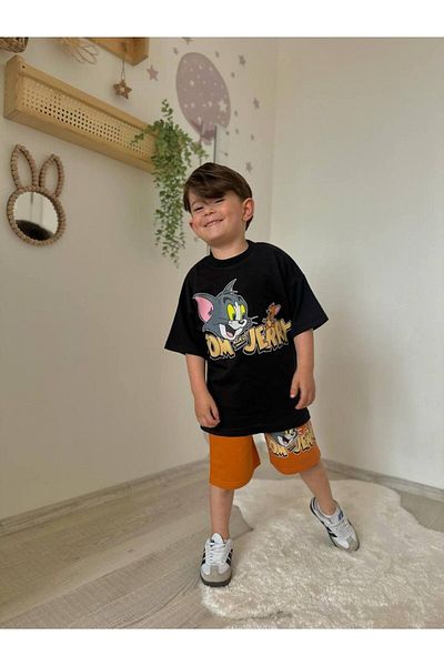 JELİBOOM Tom and Jerry Boy's Shorts Suit 100% Organic Cotton