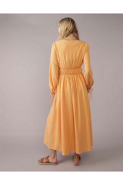 AMERICAN EAGLE AE Long-Sleeve Tie Front Midi Dress