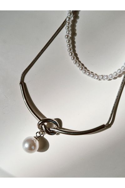 Mirage Design Silver Detailed Steel Necklace 15