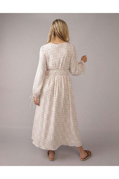 AMERICAN EAGLE AE Long-Sleeve Tie Front Midi Dress