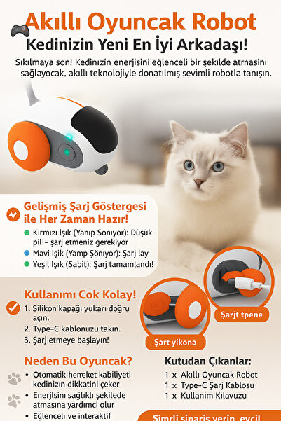 BLUE SİDE 1 Adet Robot Oyuncak Kedi Oyuncağı Tekerlekli Stil Robot Kedi Oyuncağı