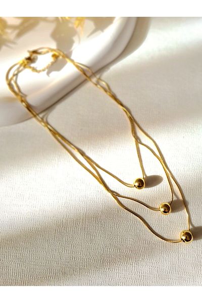 Mirage Design Gold Detailed Steel Necklace 18