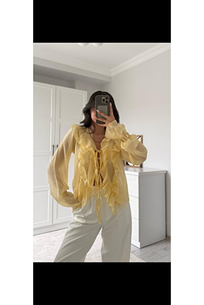 Lovely butik KADIN PAMUKLU FIRFIR DETAYLI KOLLU GÖMLEK