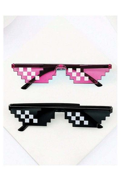 Generic Thug Life or Pixel Sunglasses 2 Pieces Pink and Black