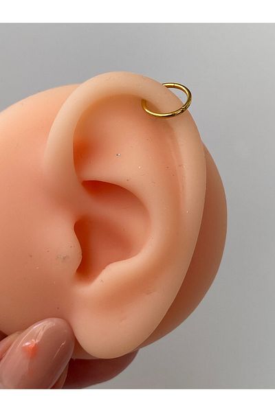 kurukafagift Steel Straight Ring Piercing Tragus Lobe Cartilage Helıx Unisex Model