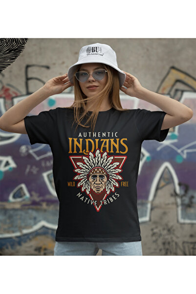 BUTSHIRT BU Tişört 'Indians Native Tribes - Kızılderili Şef' Regular-Fit' Unisex Tişört