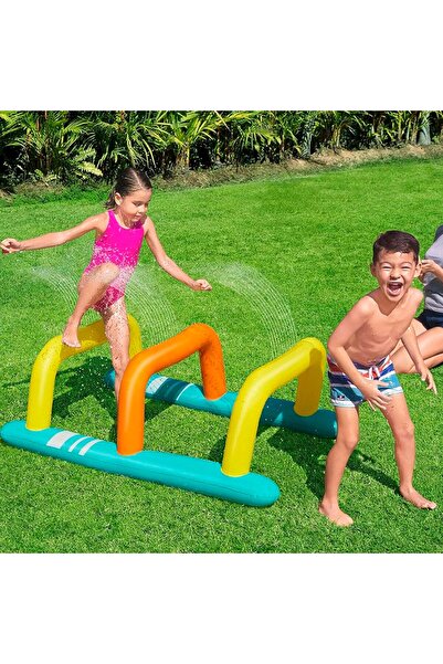 BESTWAY Su Sprinkleri - Su Oyunu-Şişme Atlama Oyunu-Sulu Bahçe Oyunu-Şişme Parkur Oyunu-Şişme Egzersiz Oyunu