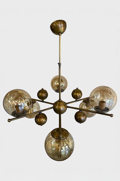 Favori Aydınlatma 6-Piece Honey Glass Globe Modern Chandelier with Antique Body