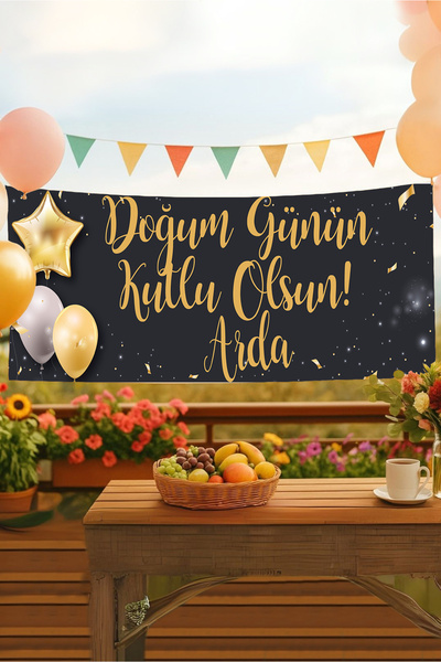 Postermanya Gece Temalı Isimli Doğum Günü Pankartı, Yetişkin Doğum Günü Afişi...