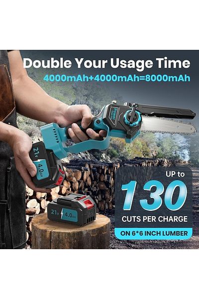 rut&cari Electric Chainsaw – Brushless Motor, 2 2600mah Batteries, Automatic Chain Lubrication & Adjustment