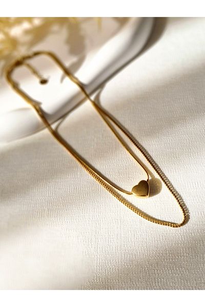 Mirage Design Gold Detailed Steel Necklace 19