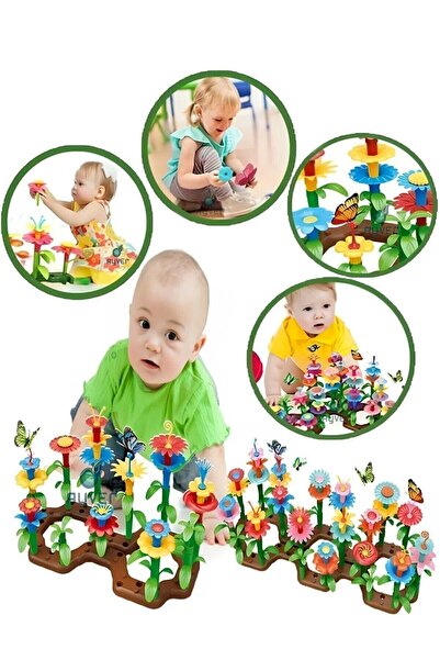 Bundeba 104 Pieces Garden Flower Building Set Building Blocks Puzzle Find the Put Together Puzzle Educational Toy Flower Garden
