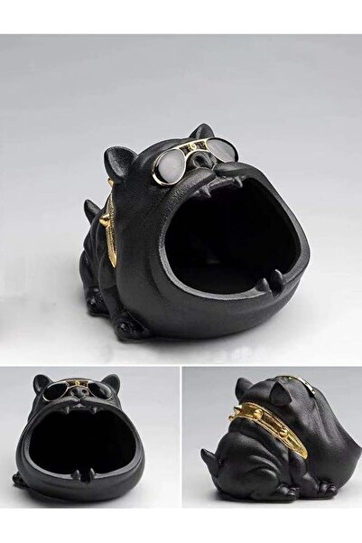 Zigzag Home Figurină decorativă cu figurină Bulldog pentru birou, acasă, birou, organizator scrumieră