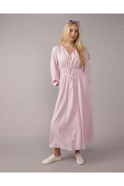 AMERICAN EAGLE AE Long-Sleeve Tie Front Midi Dress