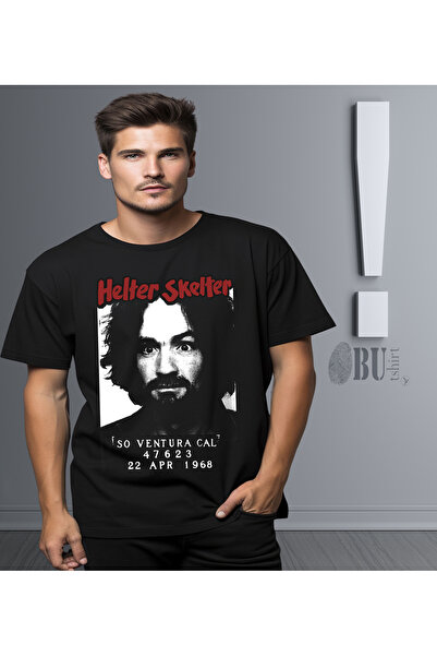 BUTSHIRT BU Tişört 'Helter Skelter - Charles Manson' Regular-Fit' Unisex Tişört