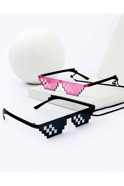 Generic Thug Life or Pixel Sunglasses 2 Pieces Pink and Black