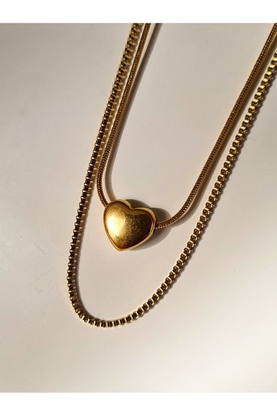 Mirage Design Gold Detailed Steel Necklace 19