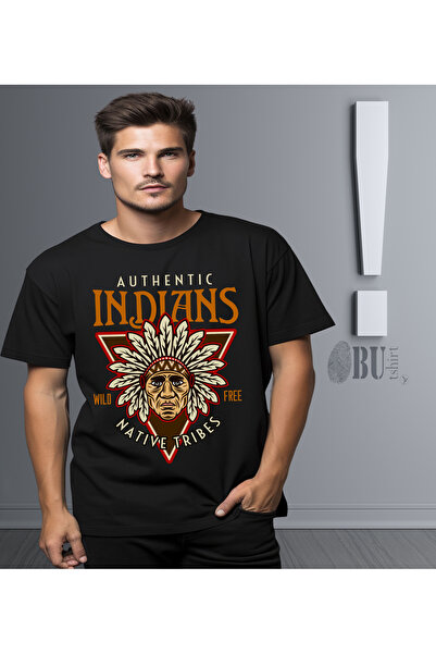 BUTSHIRT BU Tişört 'Indians Native Tribes - Kızılderili Şef' Regular-Fit' Unisex Tişört