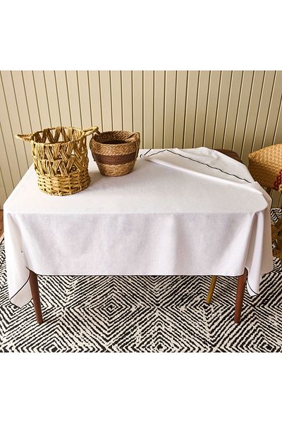MATMEL Soft Elegant Tablecloth - White - 140X200 cm