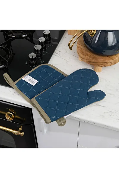 MATMEL Soft Oven Gloves Tutaç Set - Green / Navy Blue