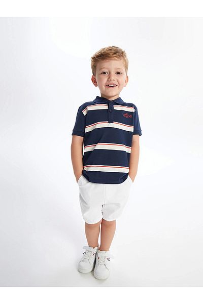 LC Waikiki Lcw Kids Indigo Polo Neck Short Sleeve Embroidered Baby Boy T-Shirt