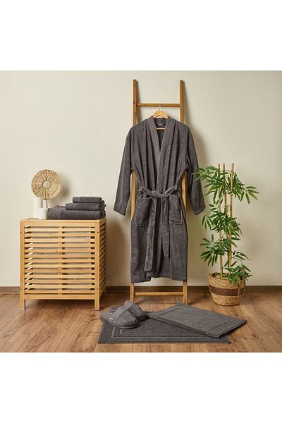 ASPARTAM Halat de baie unisex moale premium - Antracit - S / M