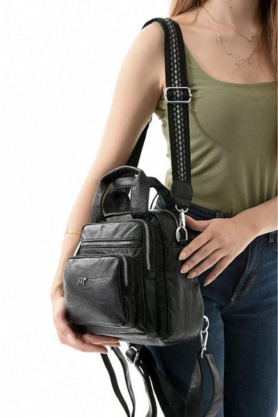Baginn Y.S.Leather Women's Backpack 25*23 cm Vegan Leather Whether Backpack or Shoulder Lighted Accessory Cross Bag