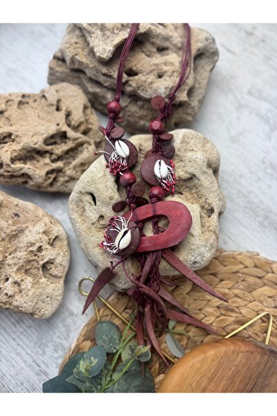 SEDEF TAKI Uzun ahşap deniz kabuğu Bodrum kolye