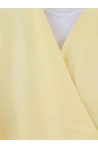 Modamorfo Linen Suit with Side Tie Skirt - Light Yellow