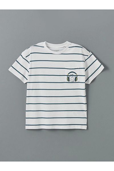 LC Waikiki Lcw Kids White Striped Boys T-Shirt and Shorts Pack of 2