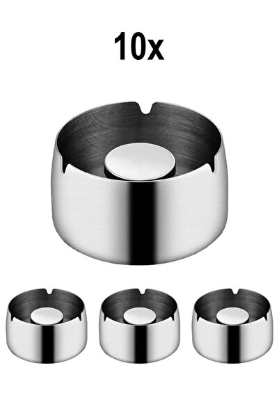Falconetti 10 броя стоманени кръгли пепелници за кафенета и ресторанти, 8 см, mt172by-10