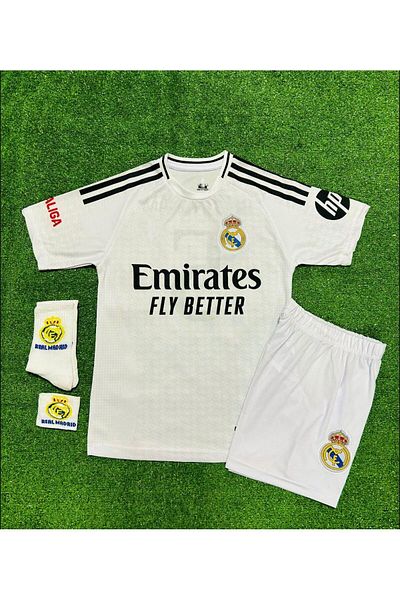 Lion Spor R. Madridd 2024/25 New Season Jude Bellingham Home Kids Jersey 4-Piece Embroidered Set6269907